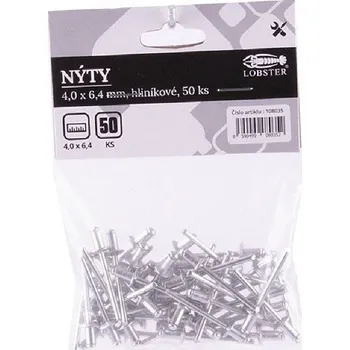 Nýt Nýty LOBSTER 4,0x6,4mm, sada 50ks, hliníkové