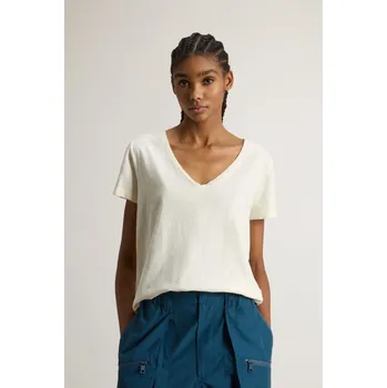 Dámské tričko TRIČKO WOOLRICH SLUB COTTON V-NECK JET STREAM