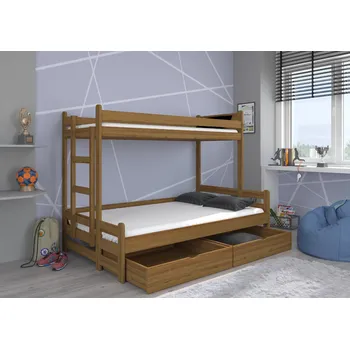 Postel ADRK Patrová postel BENITO, CH-Ben-OAK-90+M-E2062, 200x90 cm s matrací, tmavý dub