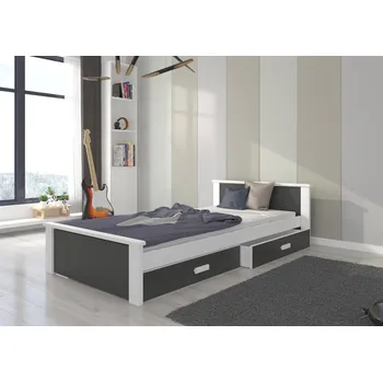 Postel ADRK Postel ALDEX, CH-Alde-W+CHA-208+M-E1935, 200x90 cm s matrací, bílá/charcoal