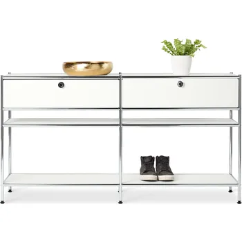 Konzolový stolek 691146 - Tchibo - Kovový konzolový stůl »Cn3« se 2 zásuvkami - barva: bílá