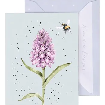 Wrendale Designs Dárková kartička Wrendale Designs "Marsh Orchid" - Prstnatec a včelka