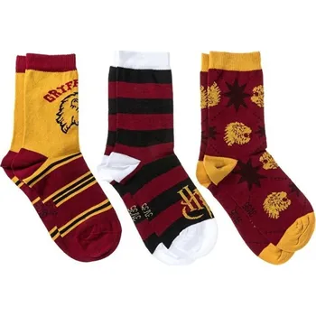 SunCity Ponožky dětské klasické, 3 ks, Nebelvír červené/žluté, Harry Potter Velikost: 23-26