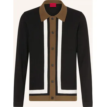 Pánské oblečení Hugo Pánský Pletený Kardigan Splon, černá / hnědá / bílá, L