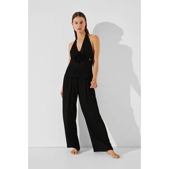 Dámské plavky PLÁŽOVÉ OBLEČENÍ KARL LAGERFELD KARL DNA PLISSE BEACH TROUSERS BLACK