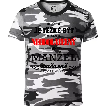 Chlapecké tričko Je těžké být tak neodolatelný - manžel - Dětské maskáčové triko - 122 cm/6 let ( Šedý maskáč )