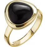Pozlacený prsten trojúhelník s onyxem 15027.3 Velikost: 52 (průměr 16,6mm)
