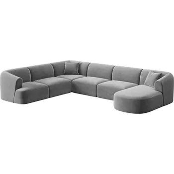 Pohovka Cosmopolitan Design Šedá sametová rohová pohovka Campi 330 cm, levá