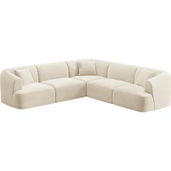 Pohovka Cosmopolitan Design Světle béžová sametová rohová pohovka Campi 255 cm, levá/pravá