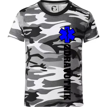 Chlapecké tričko Hvězda života - zdravotník - Dětské maskáčové triko - 104-110cm / 3-4 roky ( Šedý maskáč )