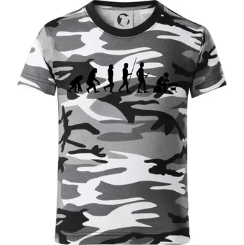 Chlapecké tričko Evoluce šachy - Dětské maskáčové triko - 122 cm/6 let ( Šedý maskáč )