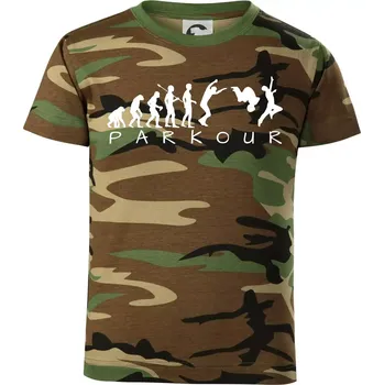 Chlapecké tričko Parkour evoluce - Dětské maskáčové triko - 146 cm/10 let ( Hnědý maskáč )