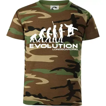 Chlapecké tričko Evoluce longboard jump - Dětské maskáčové triko - 134 cm/8 let ( Hnědý maskáč )