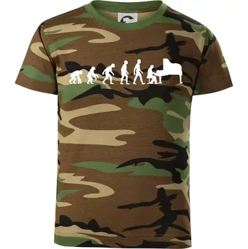 Chlapecké tričko Evoluce piano - Dětské maskáčové triko - 122 cm/6 let ( Hnědý maskáč )