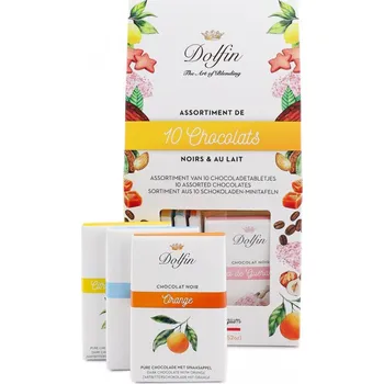 Cukrovinka Dolfin Kolekce hořkých a mléčných čokolád 10 příchutí 100 g