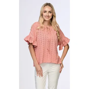 Dámská halenka Kimonová lososová dámská halenka s volány 7860 velikost XL