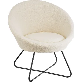 Křeslo TecTake GmbH 405401 koktejlové křeslo centera, polstrované, 120kg - bouclé špinavě bílá