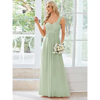 Dámské šaty Maxi dlouhé šifonové šaty na jedno rameno Barva: Mátová, Velikost: 4XL