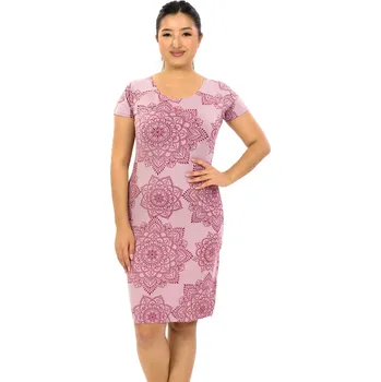 Dámské šaty Himalife Šaty s krátkým rukávem Haina - růžová Velikost: XL - Móda pro plnoštíhlé, Oblečení nadměrné velikosti