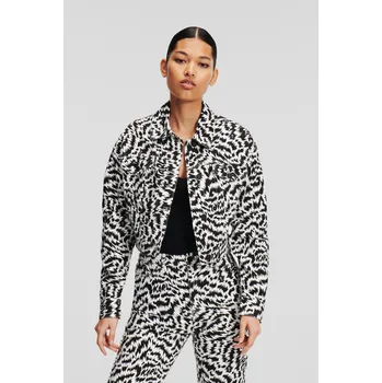 Dámská větrovka BUNDA KARL LAGERFELD AOP DENIM JACKET ELEKTRIKA BLACK/WHITE