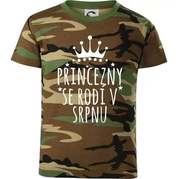 Chlapecké tričko Princezny se rodí v srpnu - Dětské maskáčové triko - 146 cm/10 let ( Hnědý maskáč )