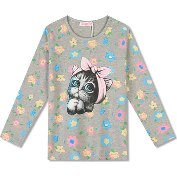 Dívčí tričko - KUGO FT1213, šedý melír Barva: Šedá, Velikost: 146