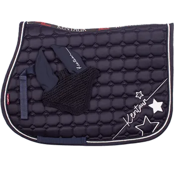 Vybavení pro koně Kentaur PONY skoková dečka s náušníky, hvězdy - tmavě modrá
