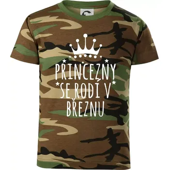 Chlapecké tričko Princezny se rodí v březnu - Dětské maskáčové triko - 146 cm/10 let ( Hnědý maskáč )