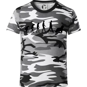 Chlapecké tričko Evoluce pes Briard - Dětské maskáčové triko - 122 cm/6 let ( Šedý maskáč )