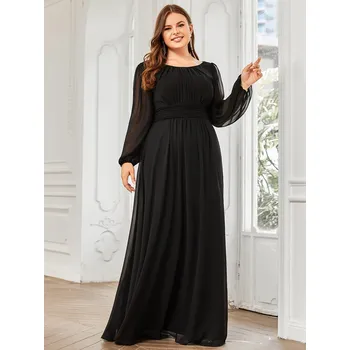 Dámské šaty Svatební Šaty pro družičky s dlouhými nafouknutými rukávy Barva: Černá, Velikost: 6XL