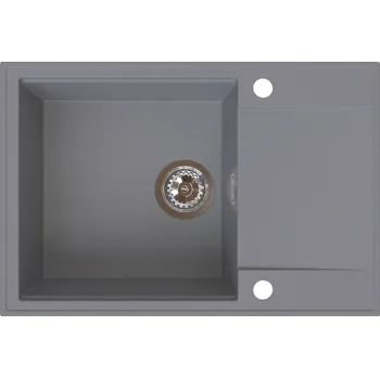 Granitový dřez Sink Quality Sink55, kuchyňský granitový dřez 680x460x215 mm + chromový sifon, šedá, SKQ-SINK.D.1KDO.X