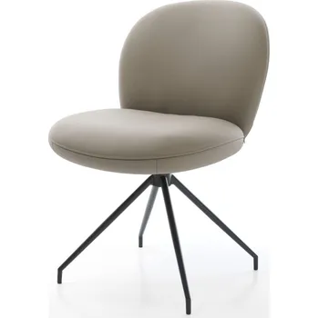 Jídelní židle DELIFE Jídelní židle Nube-Flex pravá kůže tmavě béžová křížová podnož zúžená černá 180° otočný taštičkové pružiny