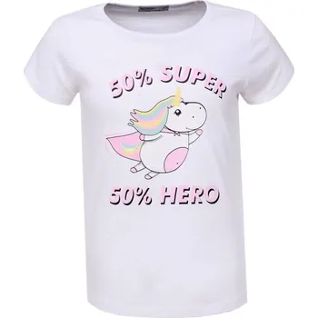 Dívčí tričko Dívčí tričko GLO-STORY UNICORN 50% super hero krátký rukáv Bílá, Velikost: 116 116