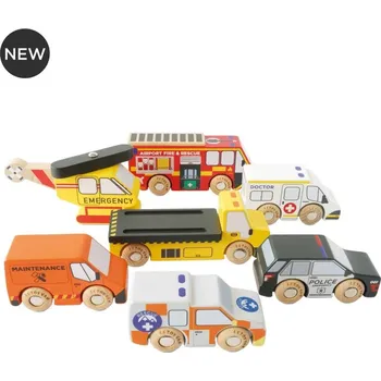 Výuková hračka Le Toy Van Set záchranných autíček s vrtulníkem