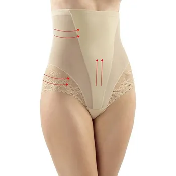 Kalhotky Vysoké stahovací kalhotky Vendy béžové s krajkou M