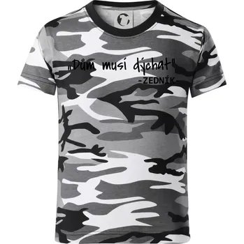 Chlapecké tričko Stavíme svépomoci - Dům musí dýchat - Dětské maskáčové triko - 134 cm/8 let ( Šedý maskáč )