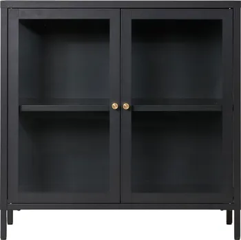 Obývací stěna House Nordic Vitrína kovová, bílá/černá, 80x35 cm, Dalby Barva: Černá