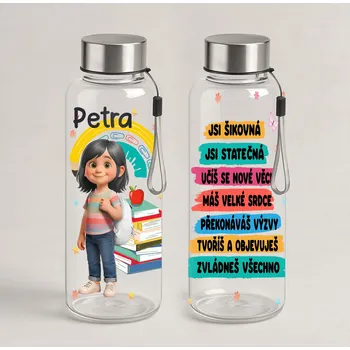 Tritánová láhev, 500 ml, transparentní, pro děti s vlastním jménem 2 Transparentní