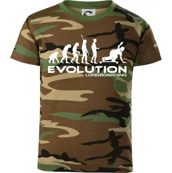 Chlapecké tričko Evoluce longboard - Dětské maskáčové triko - 122 cm/6 let ( Hnědý maskáč )