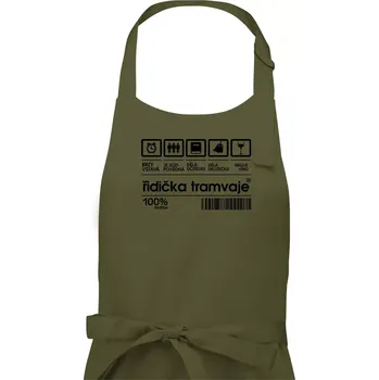 Kuchyňská zástěra Čárový kód Řidič tramvaje - Dámská zástěra na vaření - Univerzální velikost ( Khaki )