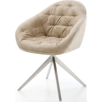 Jídelní židle DELIFE Jídelní židle Gaio-Flex mikrovlákno béžová vintage křížová podnož široká nerezová ocel 360° otočný houpací funkce