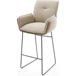 DELIFE Barová židle Nela-Flex kombinace materiálů tmavě béžová tenká podnož kov taštičkové pružiny