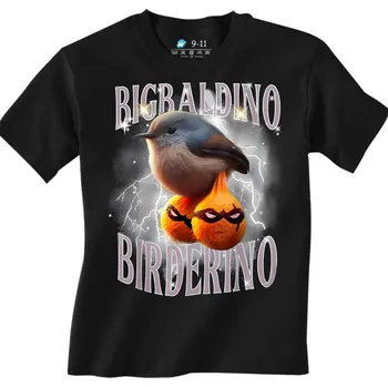 Chlapecké tričko Dětské tričko Italský Brainrot Bigbaldino Birderino (Velikost: 12-13, Barva: Černá)