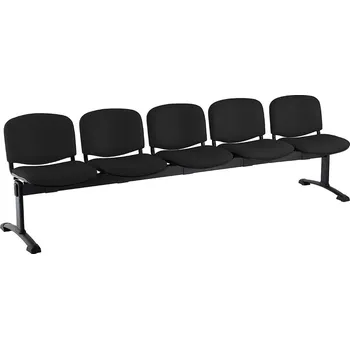 Kožená lavice ISO, 5-sedák - černé nohy, černá