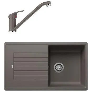 Granitový dřez Blanco - Set dřezu Zia 5 S a baterie Daras, šedá vulkán/šedá vulkán SET 10-A 25 DARAS sedvu
