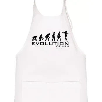 Kuchyňská zástěra Evoluce muže - Dětská zástěra na vaření - Univerzální velikost ( Bílá )
