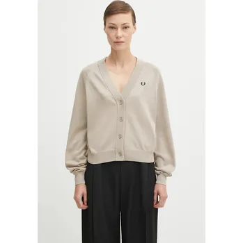 Dámský svetr Bavlněný kardigan Fred Perry dámský, béžová barva, K1120, 38, 12X