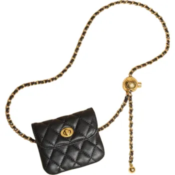 Ledvinka Černá nebo bílá mini ledvinka 10 x 9 cm s řetízkem Elegantní kabelka na pas a rameno Módní peněženka Crossbody Stylový odnímatelný řetěz černá