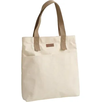 Nákupní taška Plátěná taška přes rameno 38 x 35 cm Unisex taška bez zipu Velká kapacita Elegantní kabelka na nákupy Pracovní plátěná taška krémová