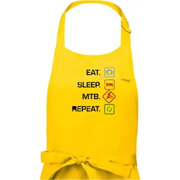 Kuchyňská zástěra Eat sleep MTB repeat - Dámská zástěra na vaření - Univerzální velikost ( Žlutá )
